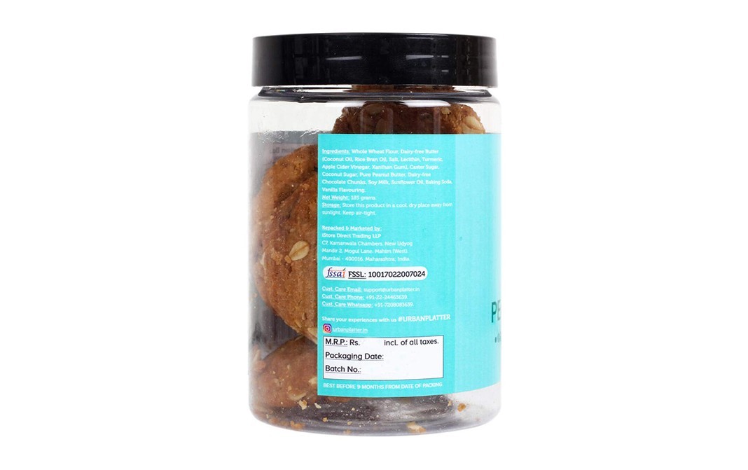 Urban Platter Peanut Butter Gourmet Chunky Cookies   Plastic Jar  185 grams